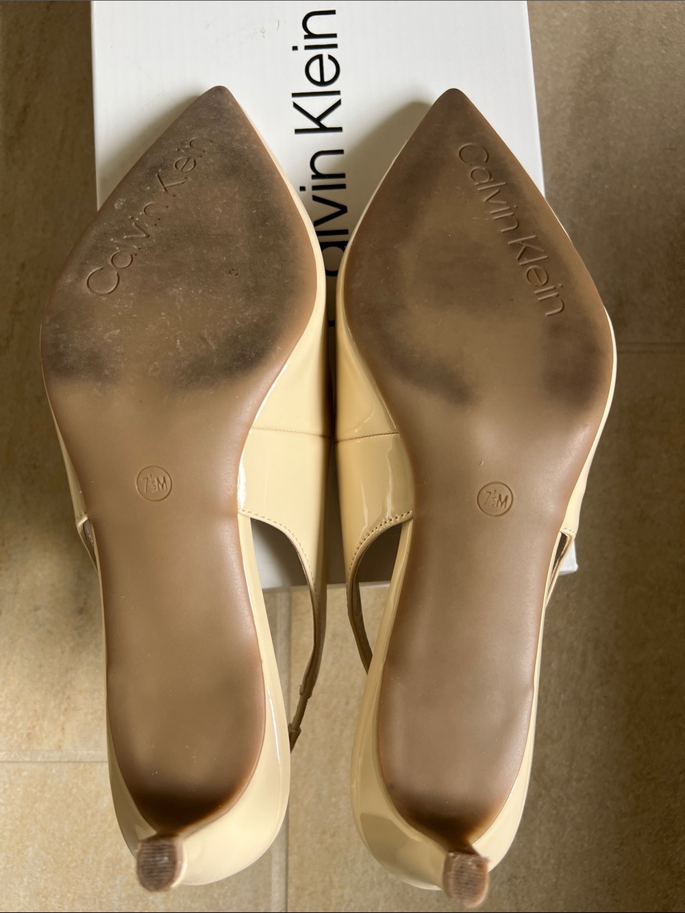 Calvin Klein Women's KC Dainty Ivory Patent Slingback Heels - Picture 5 of 6